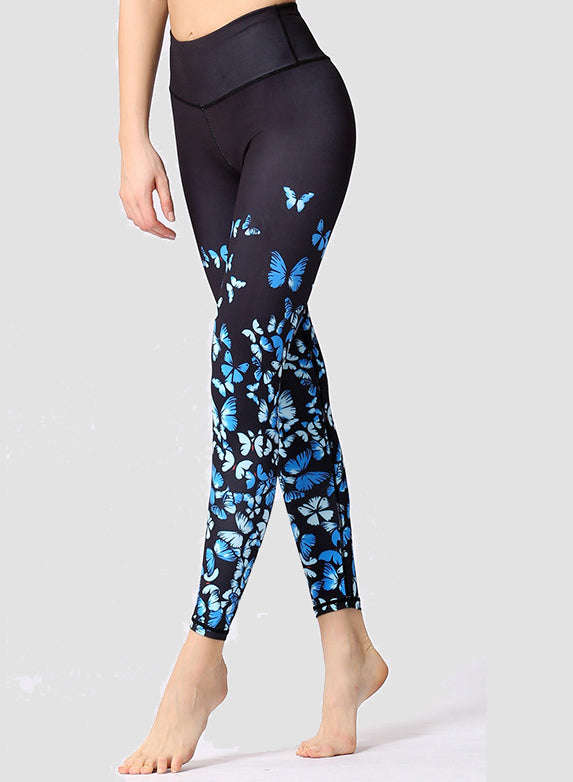 Special Butterfly Peacock Natural Print Women Sports Leggings