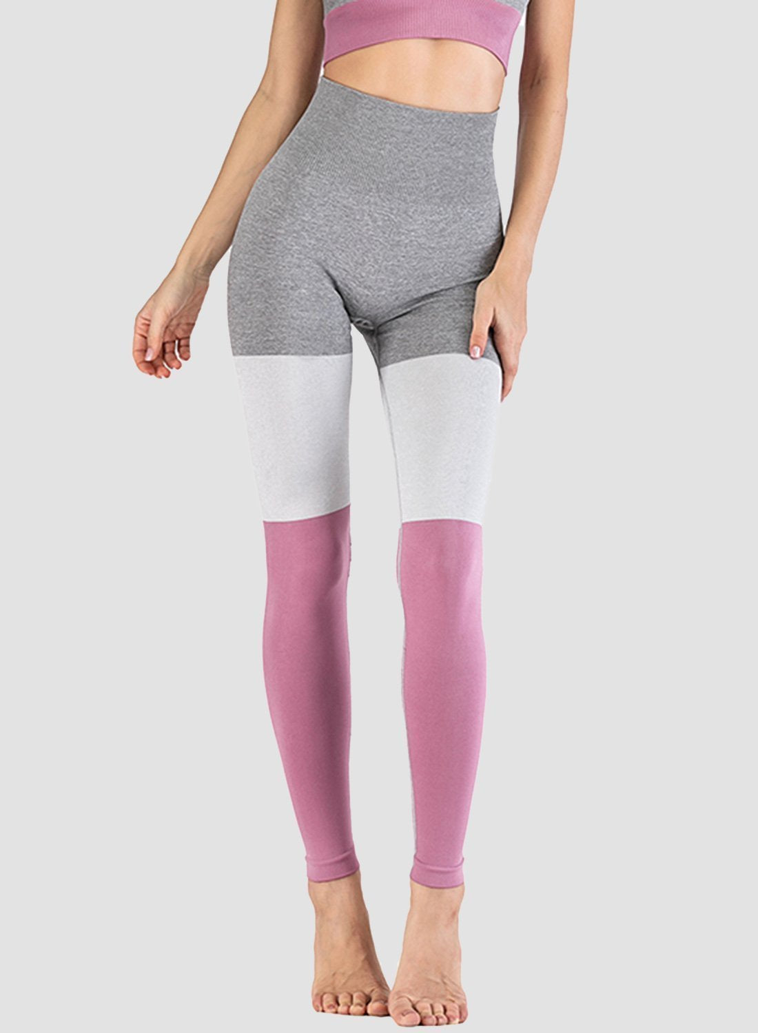 Three-tone Seamless Ultra Soft High Waisted Yoga Leggings-JustFittoo