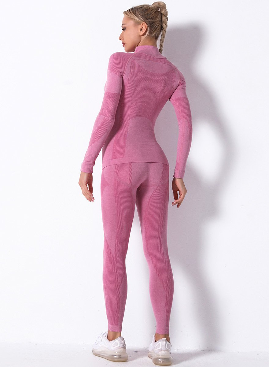 High Waist Seamless Breathable Long Sleeve Sports Top and Legging Set-JustFittoo