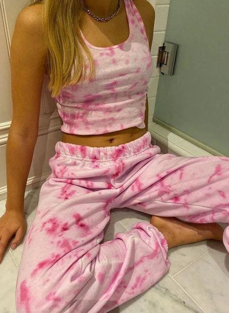 Tie-dyed Soft Breathable Crop Top and Pants