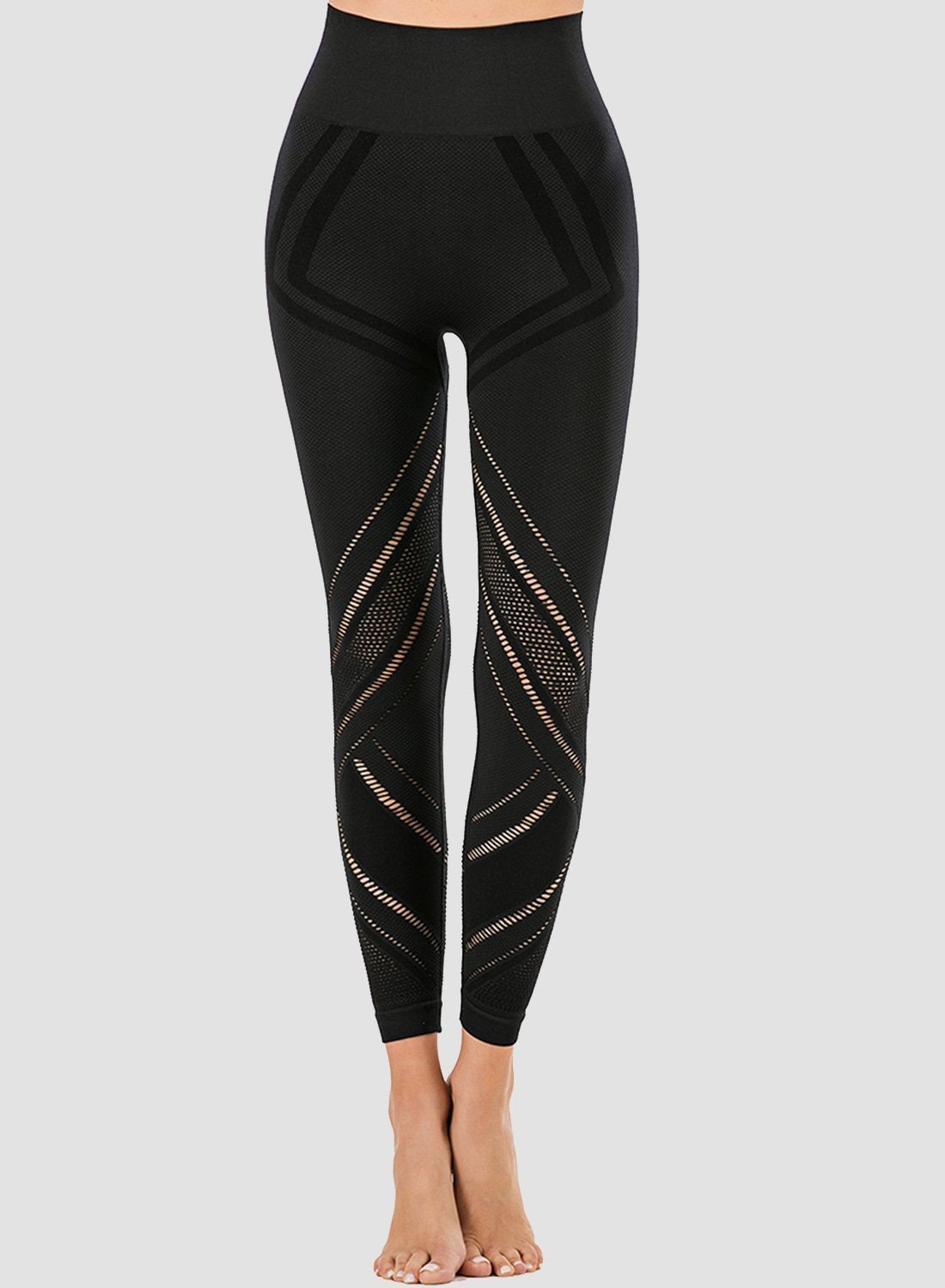 Irregular Hollow Out High Rise Yoga Pants-JustFittoo