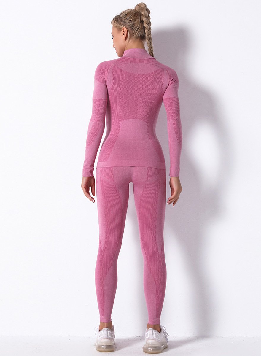 High Waist Seamless Breathable Long Sleeve Sports Top and Legging Set-JustFittoo