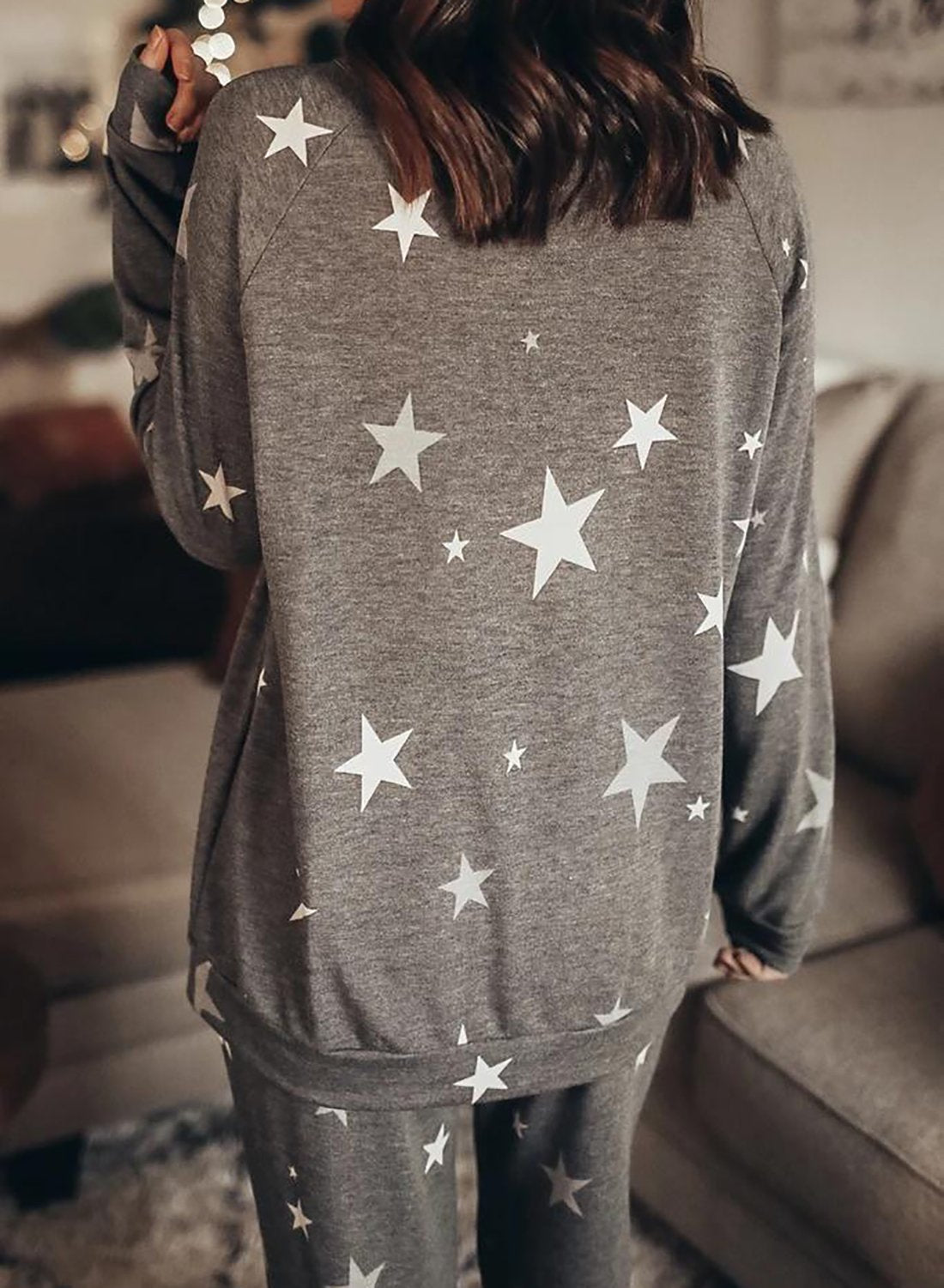 Soft Fashion Star Print Home Casual Two Sets