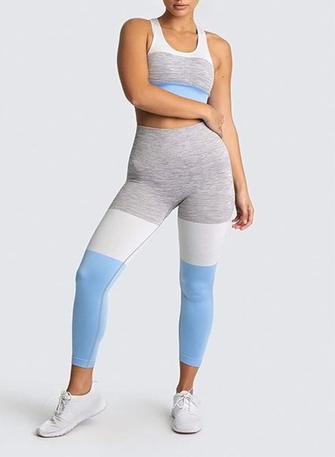 Three-tone Seamless Ultra Soft High Waisted Yoga Leggings-JustFittoo