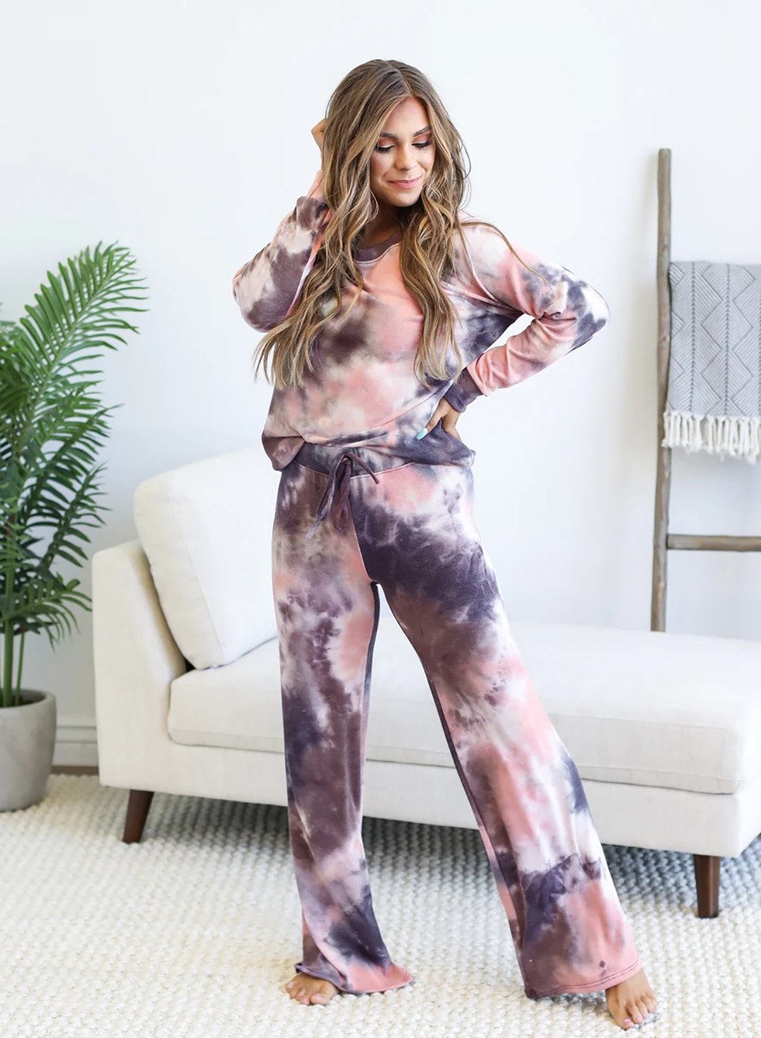 Women Two PCS Tie Dyed Home Casual Suit
