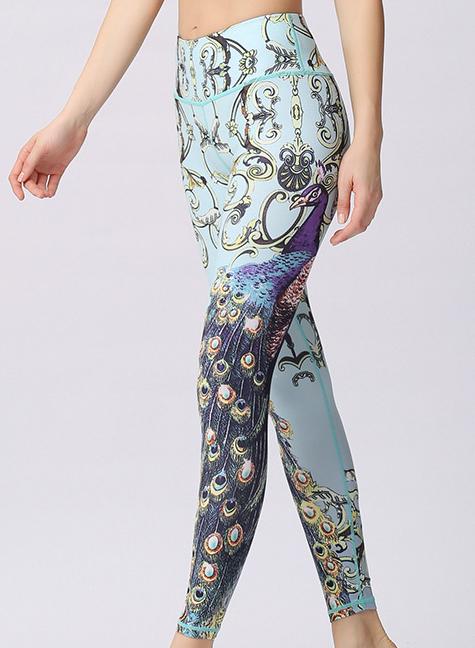 Special Butterfly Peacock Natural Print Women Sports Leggings