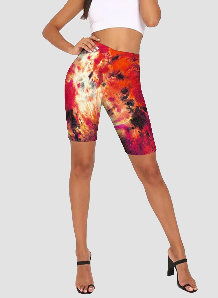 Women Fashion Style Tie Dyed Bike Shorts