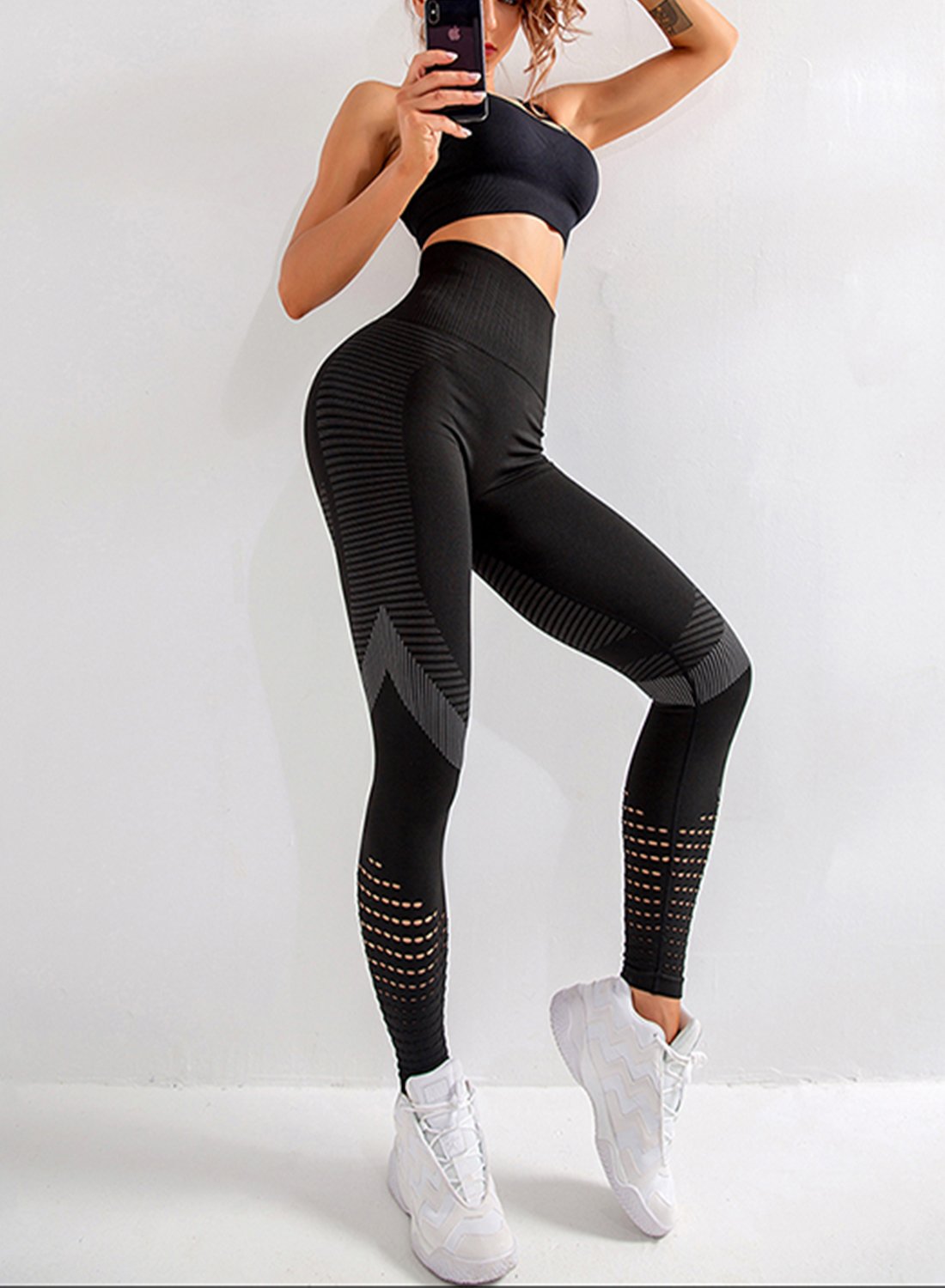 Women's Hollow Out Breathable Seamless Yoga Pants-JustFittoo