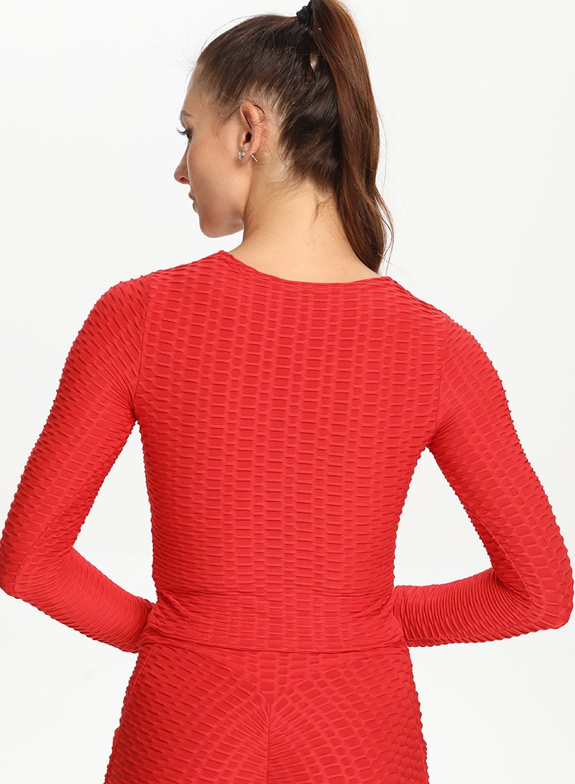 Sexy V Neck Long Sleeve Cross Design Women Sport Top
