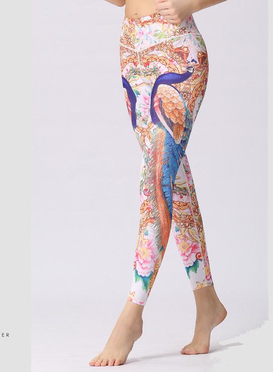 Special Butterfly Peacock Natural Print Women Sports Leggings