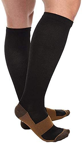 FITTOO Compression Socks Medical Foot Care Sleeve for Men & Women - Copper Ankle and Arch Support, Graduated Sport Stockings, Circulation and Recovery