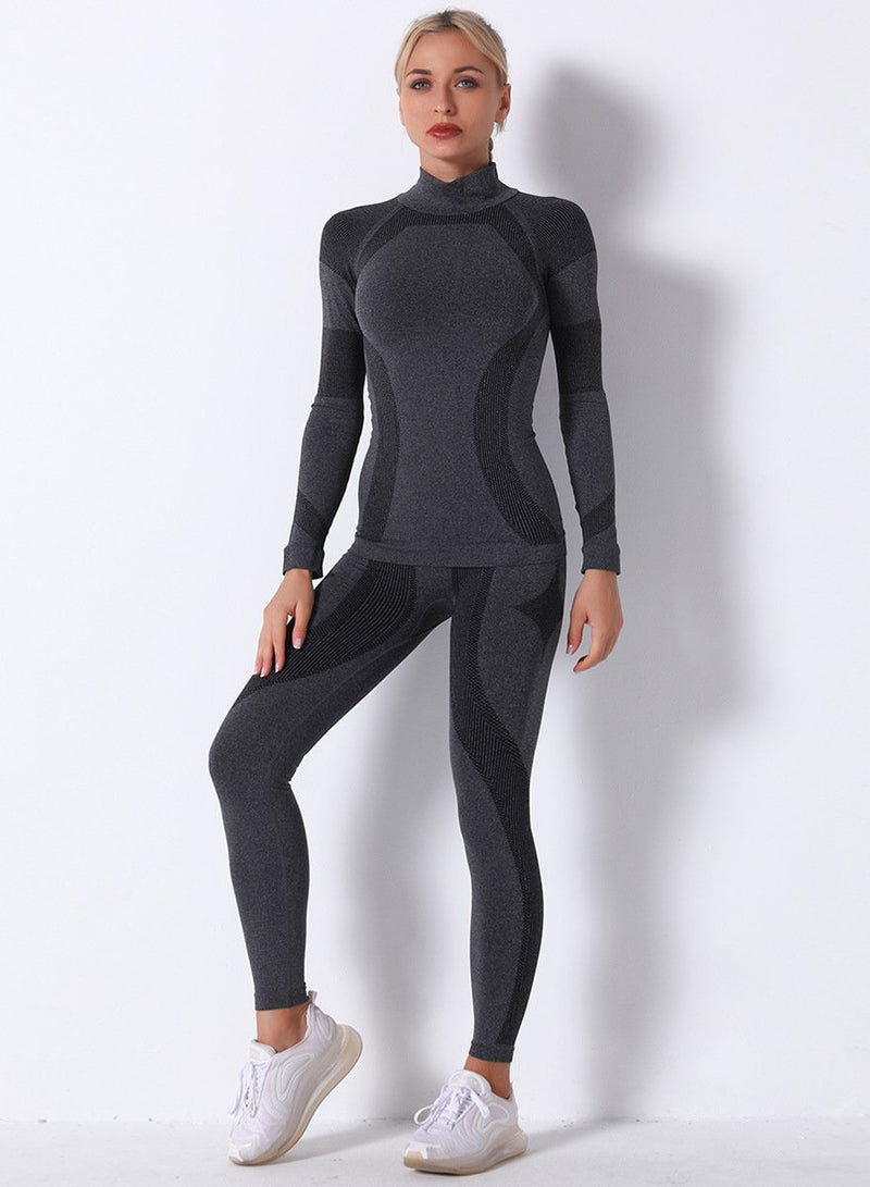 High Waist Seamless Breathable Long Sleeve Sports Top and Legging Set-JustFittoo