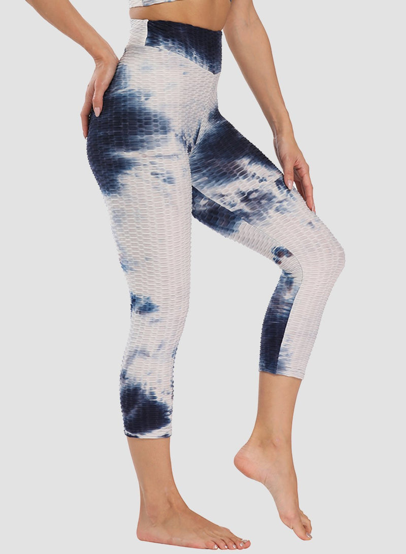 Fittoo Tie-dyed Ruched Leggings Textured Scrunch Butt Honeycomb Leggings