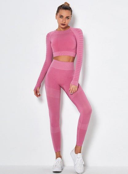 Seamless Long Sleeve Crop Top and Sport Legging-JustFittoo