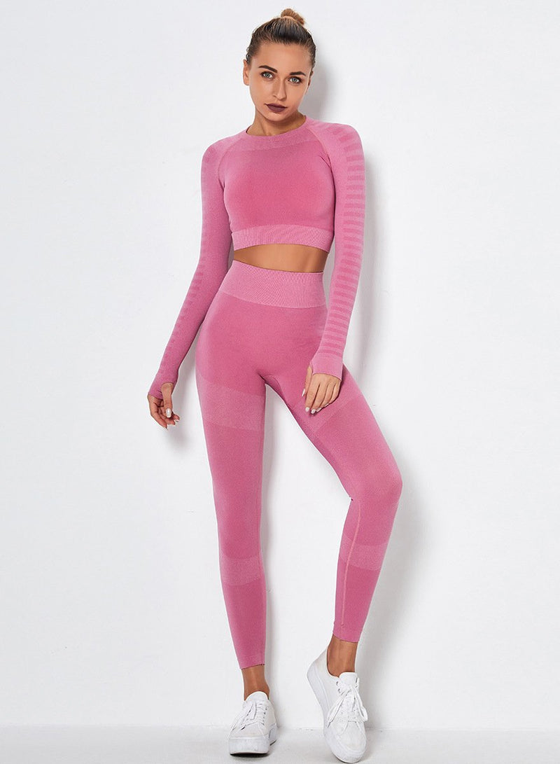 Seamless Long Sleeve Crop Top and Sport Legging-JustFittoo