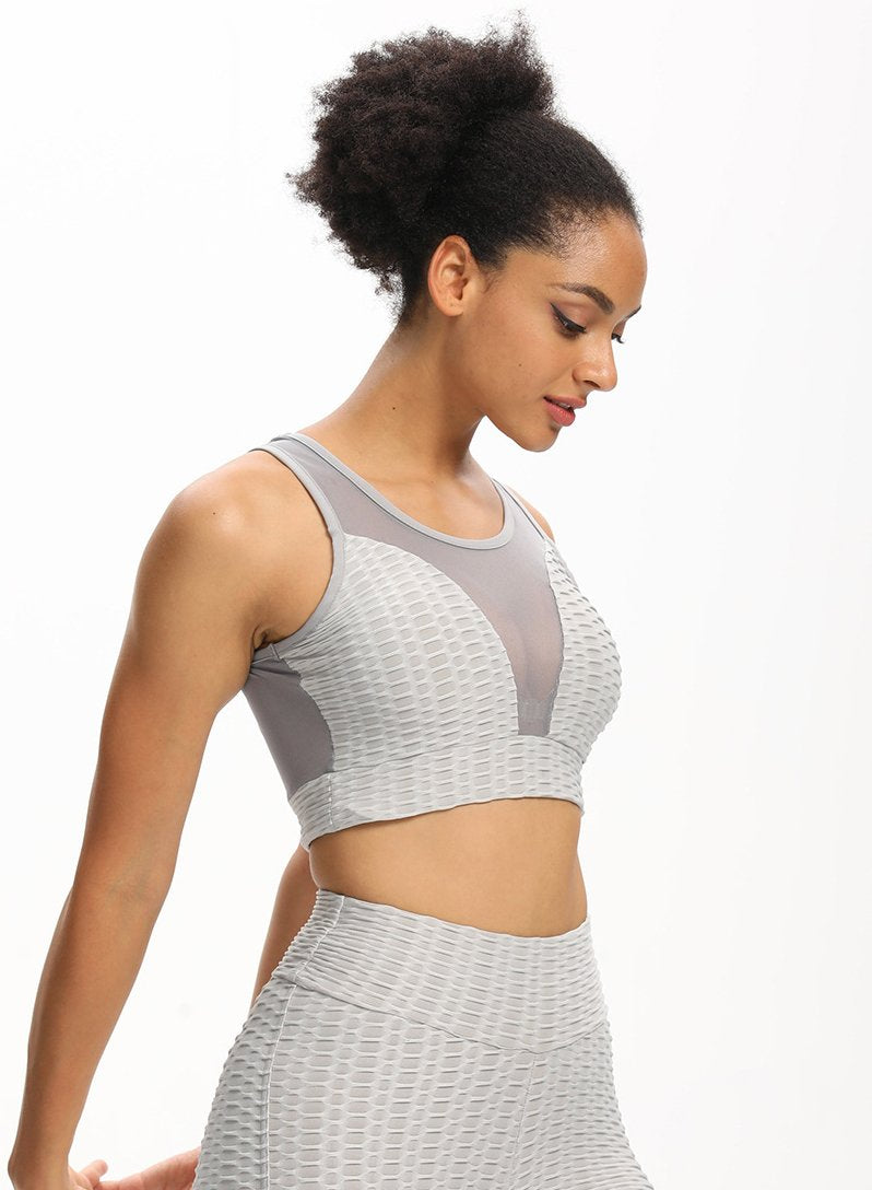 Sexy Mesh Split Jonit Women Fitness Sports Bra