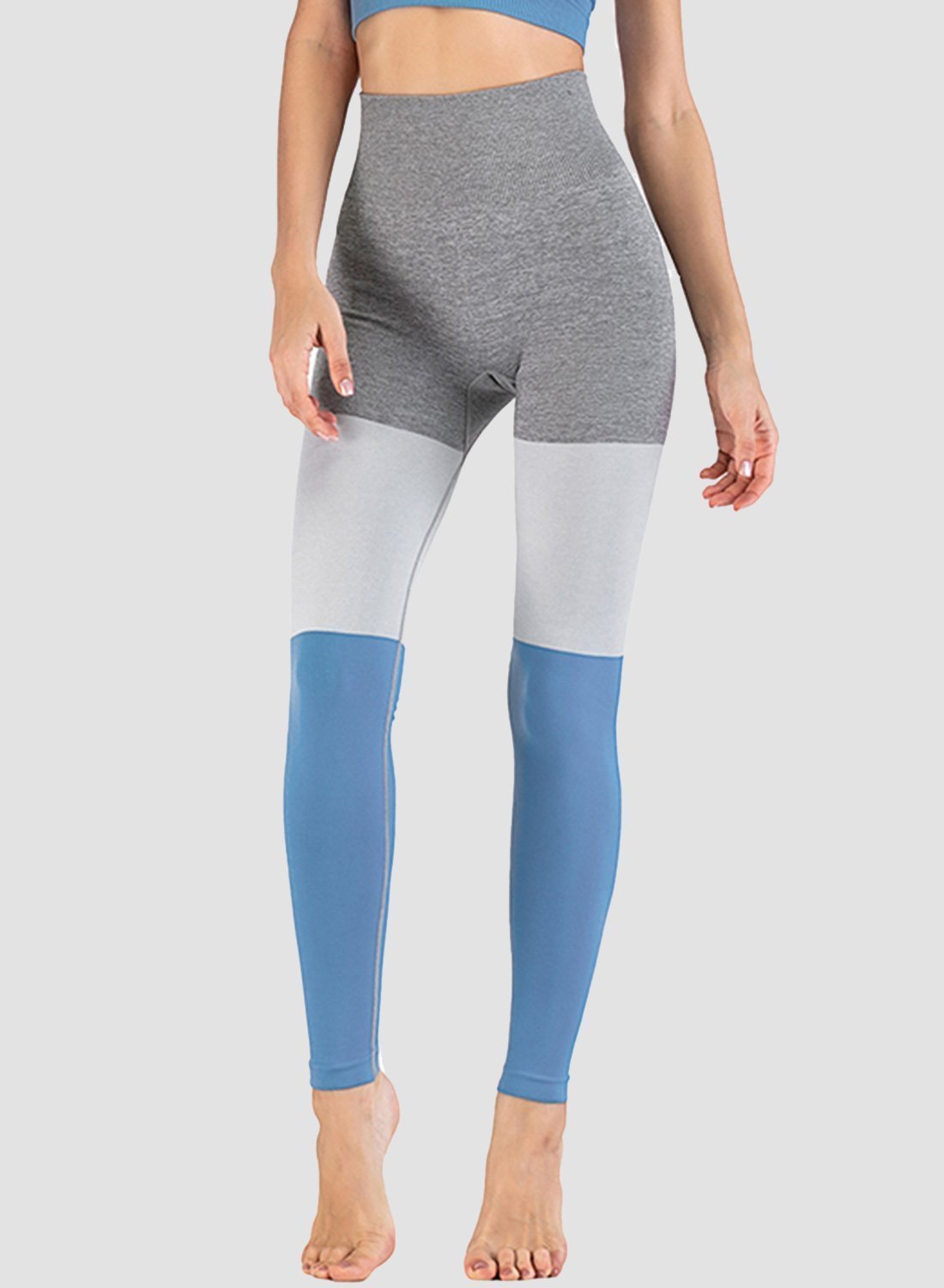 Three-tone Seamless Ultra Soft High Waisted Yoga Leggings-JustFittoo
