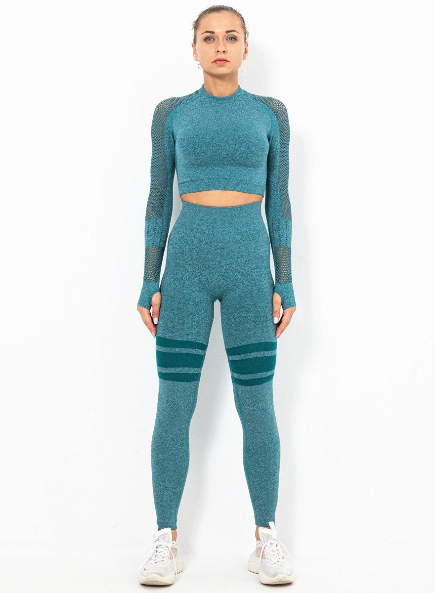 Women Long Sleeve Fitness Top and Legging-JustFittoo