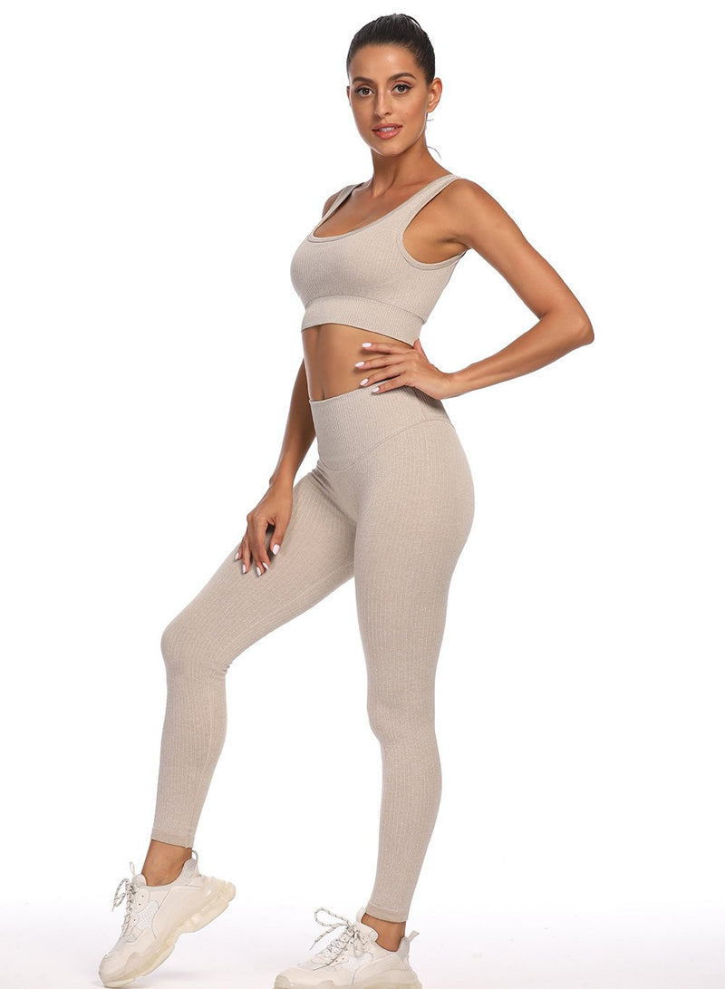 High Waist Women Solid Color Fitness Bra and Legging