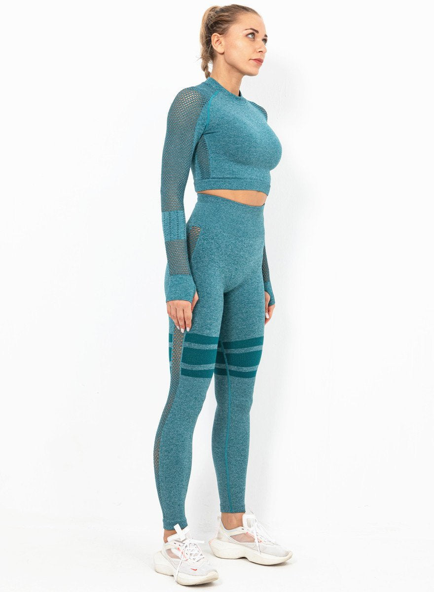 Women Long Sleeve Fitness Top and Legging-JustFittoo