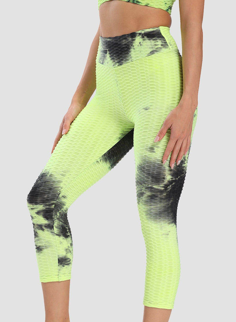 Fittoo Tie-dyed Ruched Leggings Textured Scrunch Butt Honeycomb Leggings