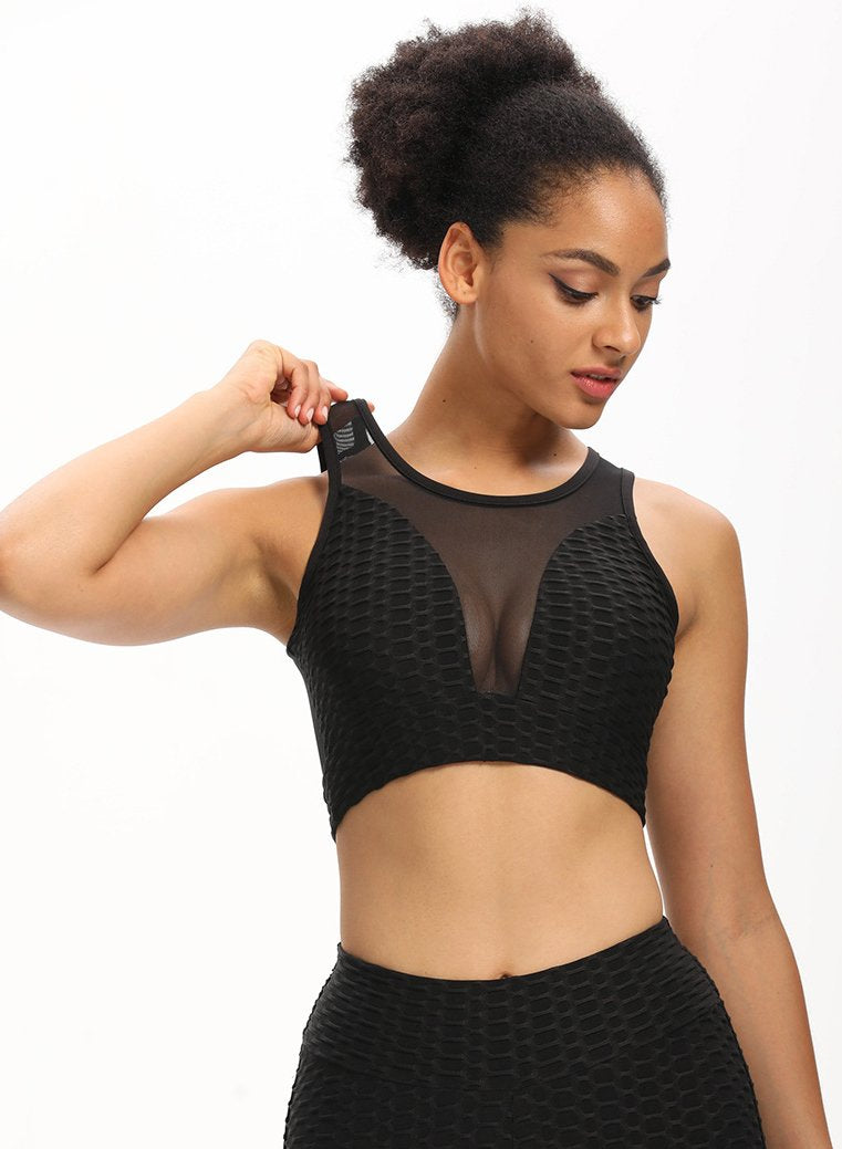 Sexy Mesh Split Jonit Women Fitness Sports Bra
