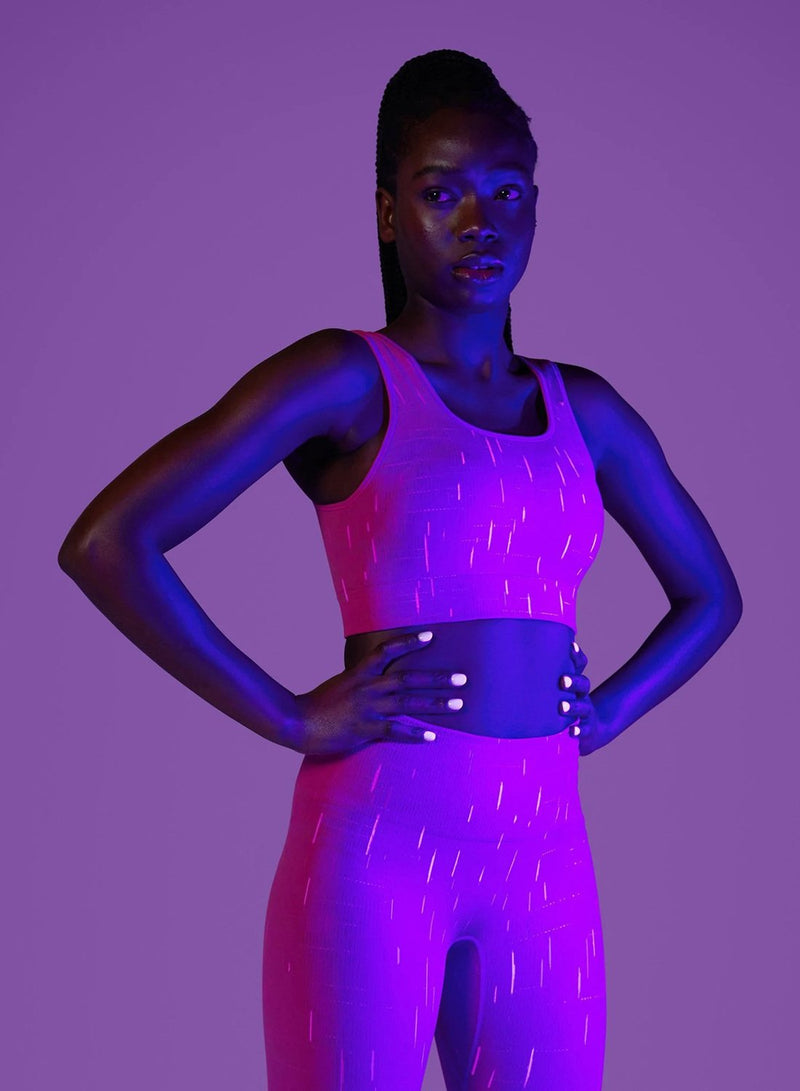 Luminous Night Glow Women Two Piece Sports Bra and Legging