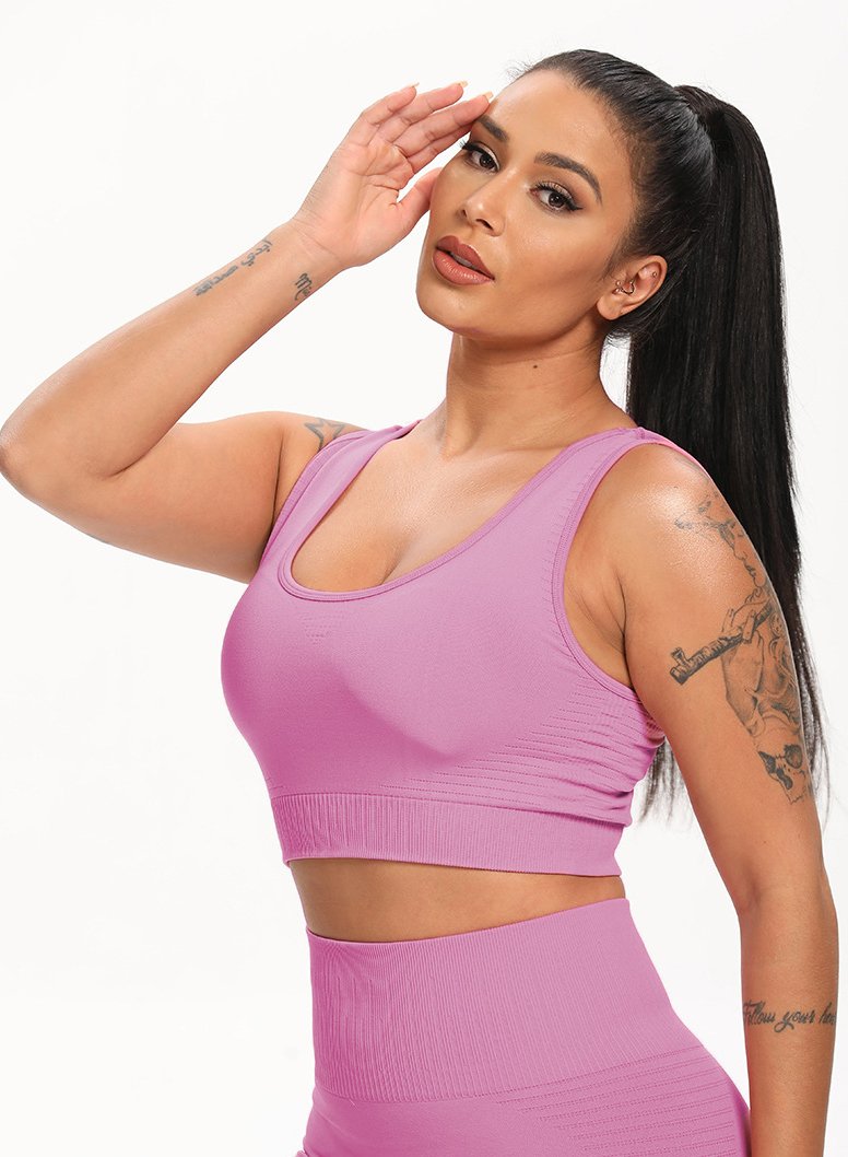 Solid Push-up Women Running Sports Bra