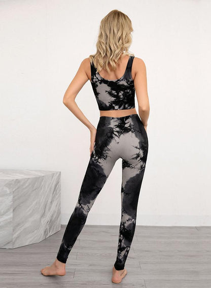 Women Seamless Tie Dyed Design Sport Bra and Legging Set-JustFittoo