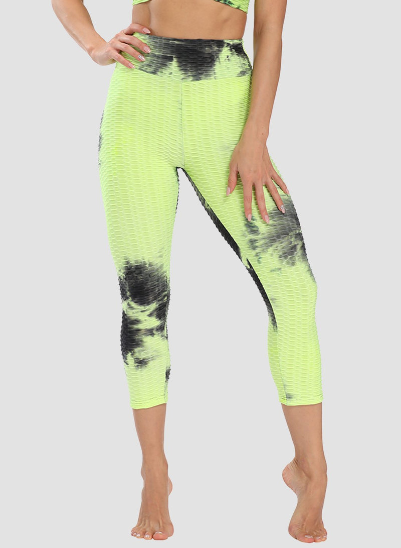 Fittoo Tie-dyed Ruched Leggings Textured Scrunch Butt Honeycomb Leggings