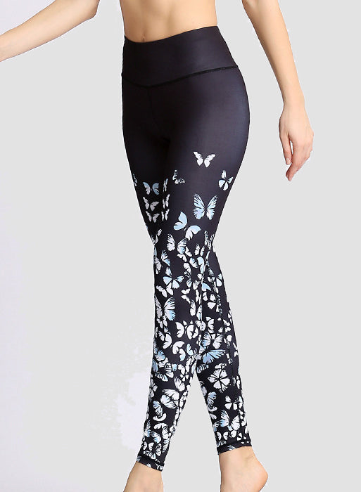 Special Butterfly Peacock Natural Print Women Sports Leggings
