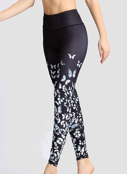 Special Butterfly Peacock Natural Print Women Sports Leggings
