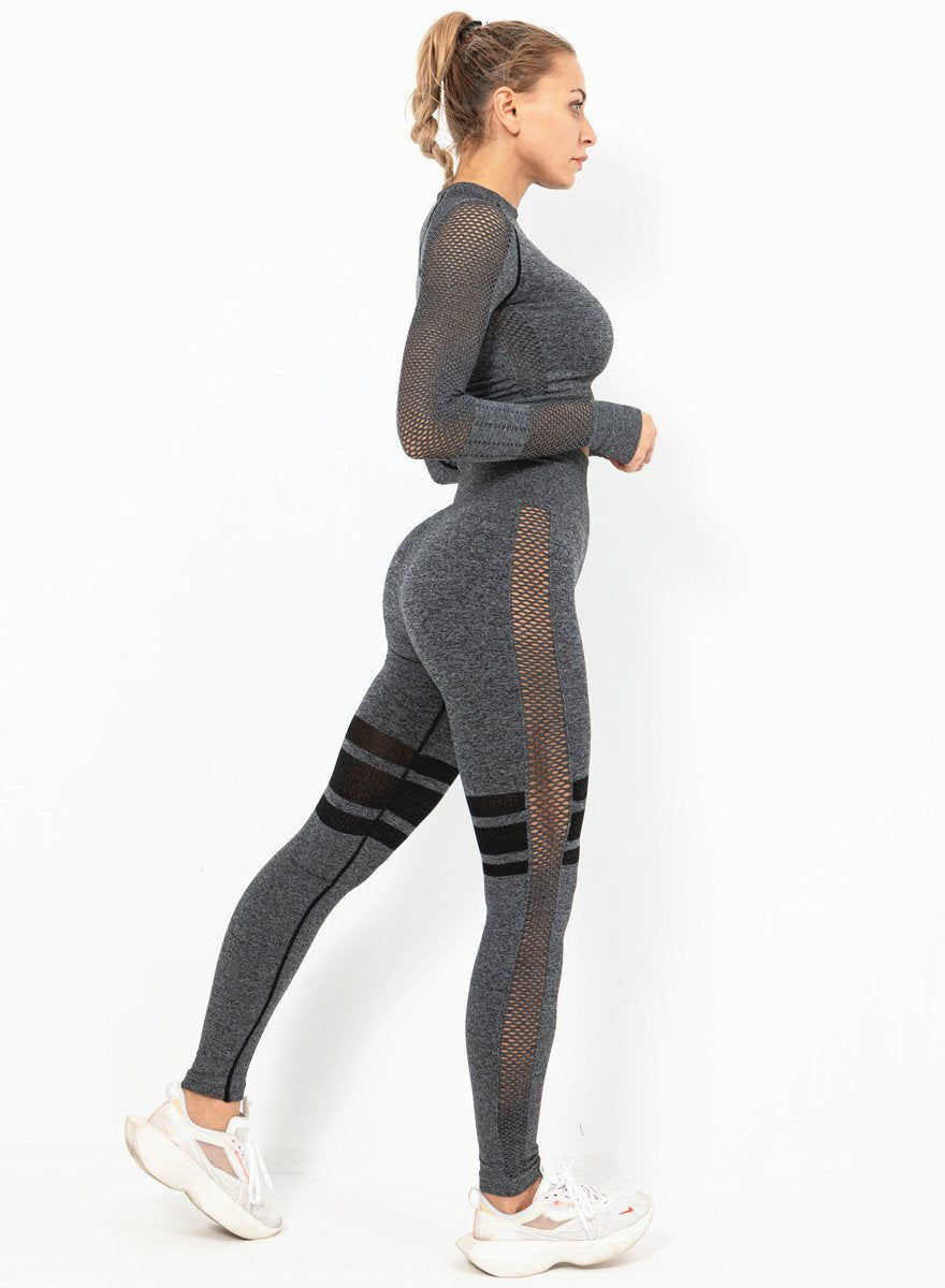 Women Long Sleeve Fitness Top and Legging-JustFittoo
