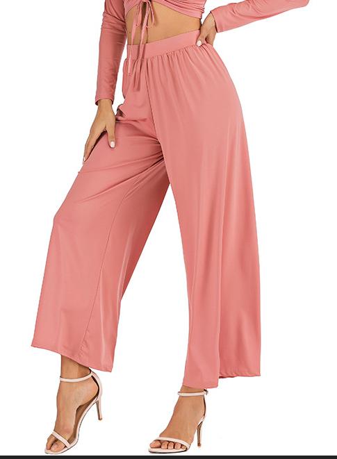 Women Solid Wideleg Casual Yoga Pant