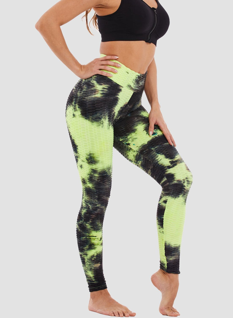 SEASUM Tie-dyed Textured Yoga Pants for Women