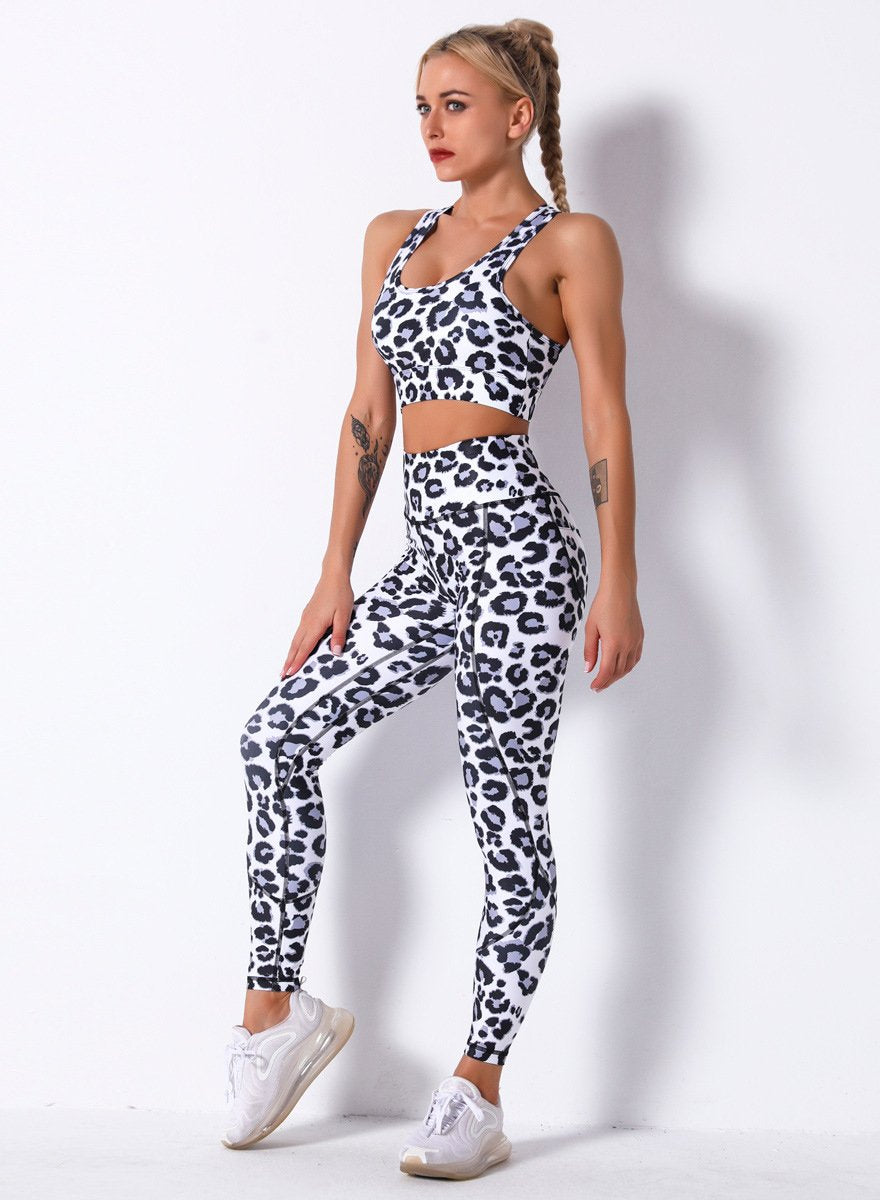 Nature Print Plus Size Women Fitness Sport Bra and Legging-JustFittoo
