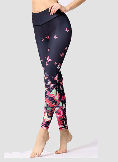 Special Butterfly Peacock Natural Print Women Sports Leggings