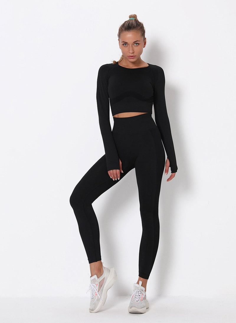 Women Long Sleeve Crop Sport Top and Legging-JustFittoo