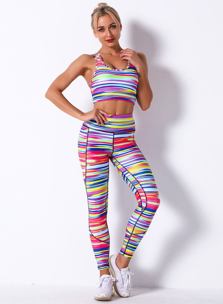 Nature Print Plus Size Women Fitness Sport Bra and Legging-JustFittoo