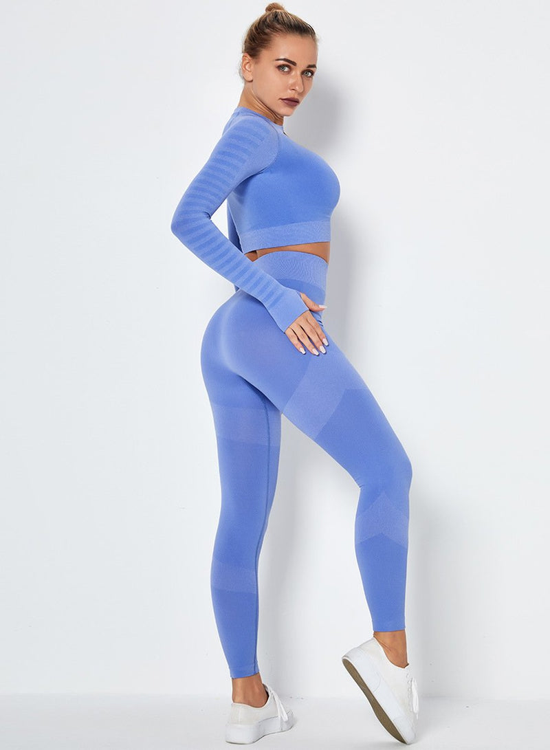Seamless Long Sleeve Crop Top and Sport Legging-JustFittoo