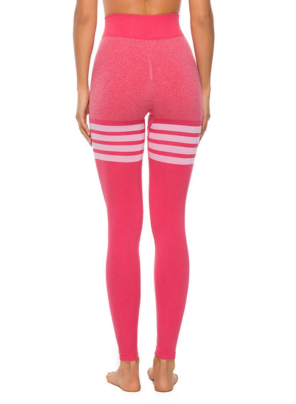 Contrast Color Stripes Seamless Women Yoga Pants-JustFittoo