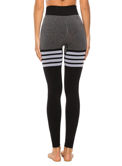 Contrast Color Stripes Seamless Women Yoga Pants-JustFittoo
