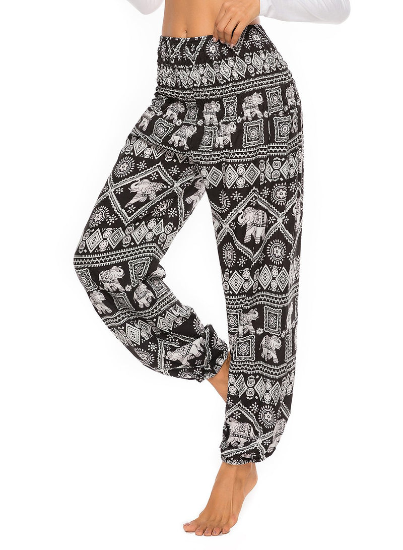 Wide-leg Bohemia Print Bloomers Yoga Pants
