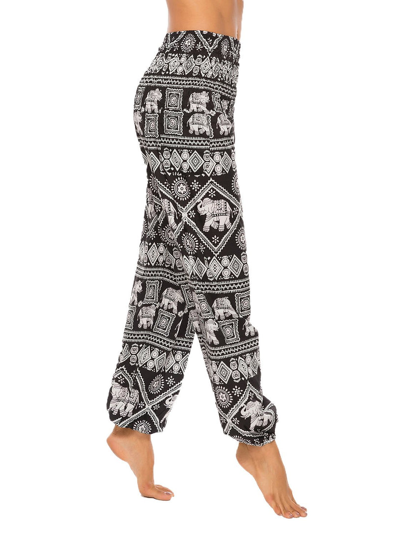 Wide-leg Bohemia Print Bloomers Yoga Pants