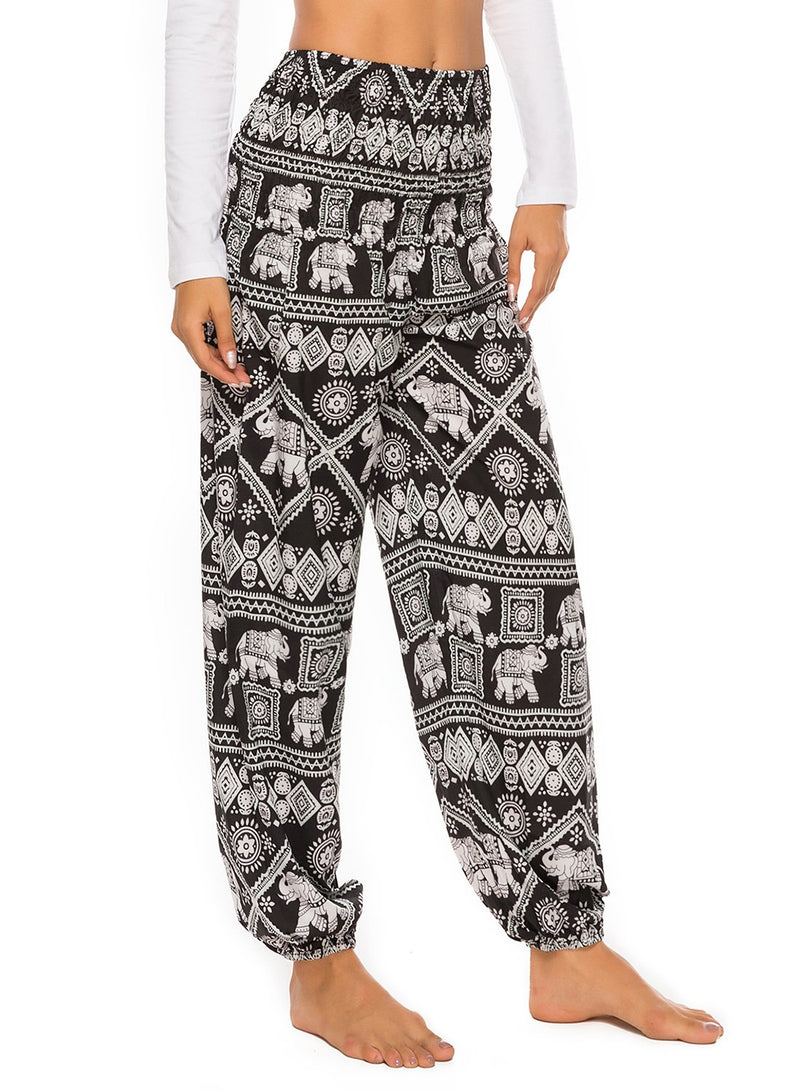 Wide-leg Bohemia Print Bloomers Yoga Pants