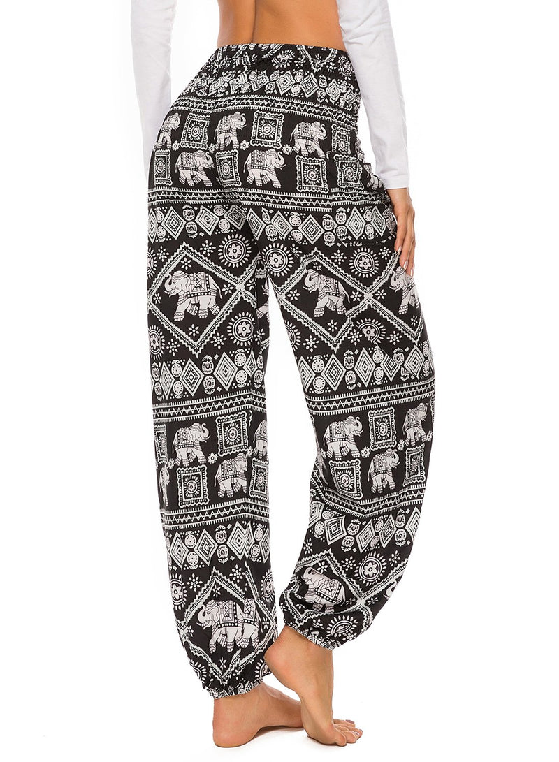 Wide-leg Bohemia Print Bloomers Yoga Pants