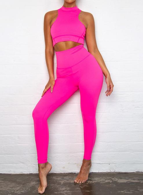 Three Color Women Sports Vest Tops and Leggings Set