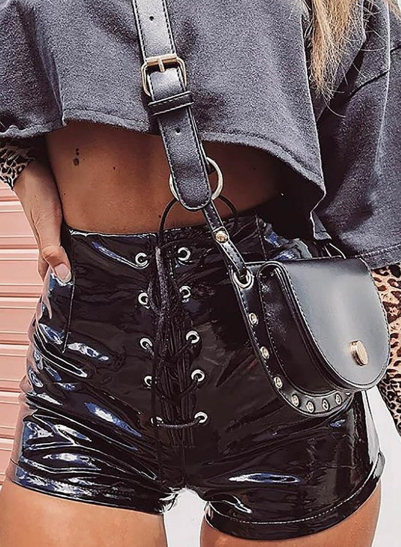 Fashion Women Sexy Slim Fit Faux Leather Shorts