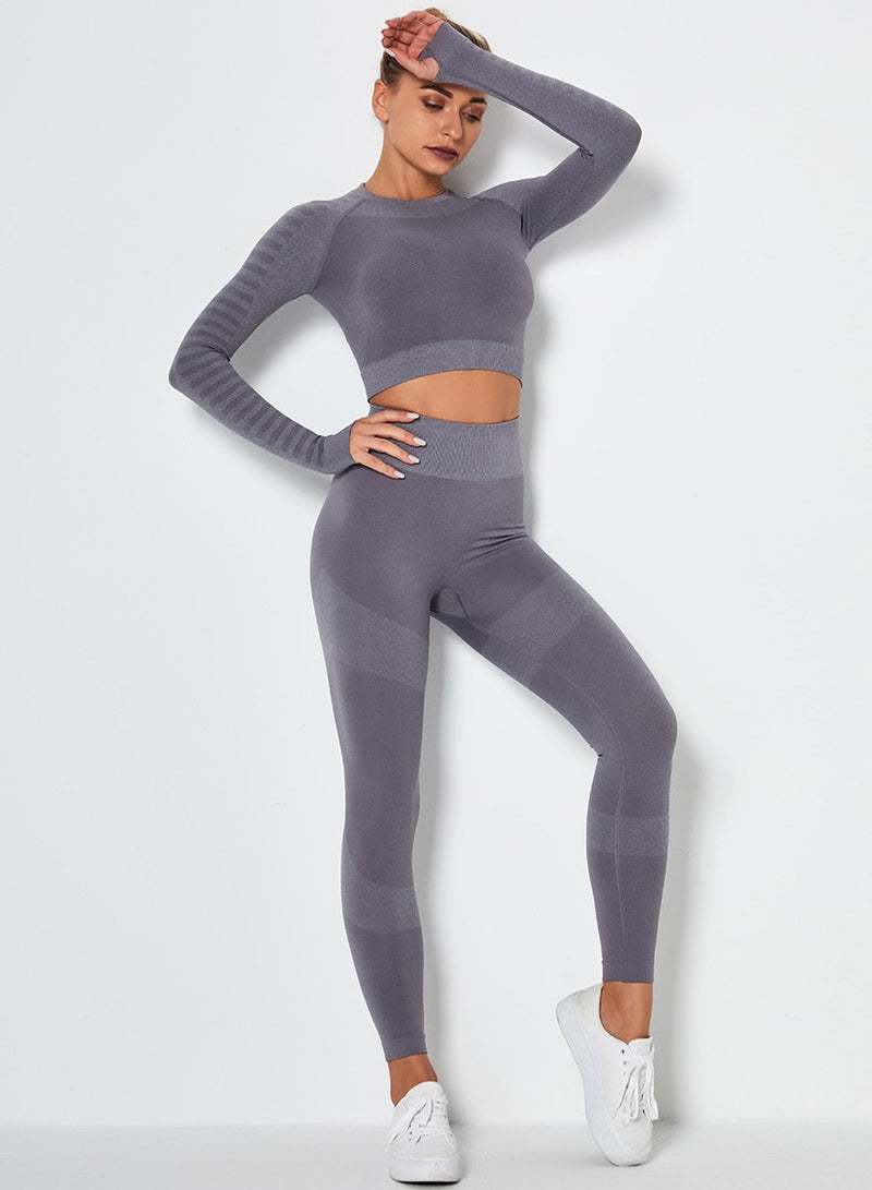 Seamless Long Sleeve Crop Top and Sport Legging-JustFittoo