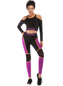 Body Shaping Off Shoulder Women 2PCS Sport Set-JustFittoo
